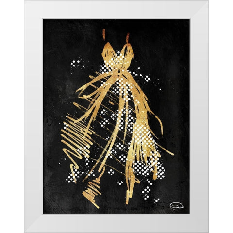 Gold Dress White Dots Three White Modern Wood Framed Art Print by OnRei