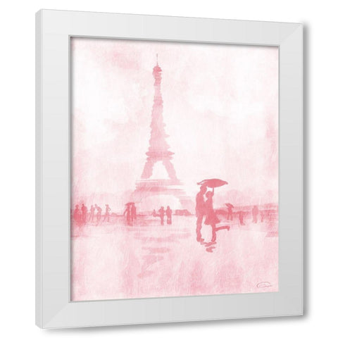 Blush Rain White Modern Wood Framed Art Print by OnRei