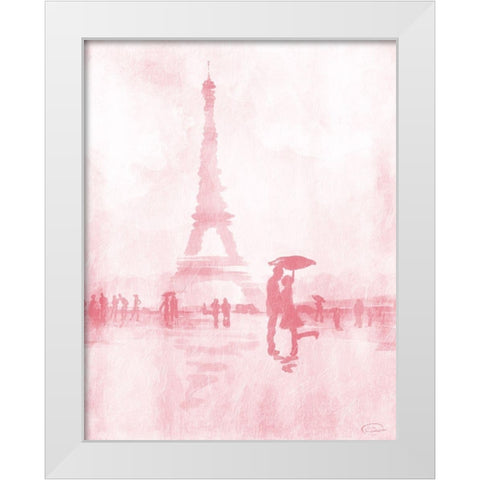 Blush Rain White Modern Wood Framed Art Print by OnRei