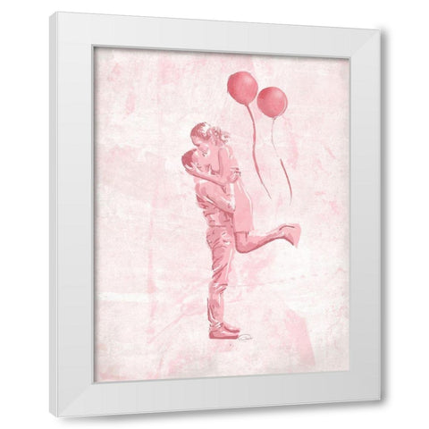 Hug In The Blush White Modern Wood Framed Art Print by OnRei