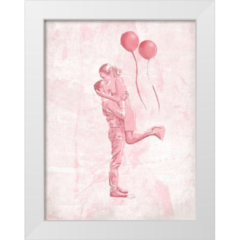 Hug In The Blush White Modern Wood Framed Art Print by OnRei