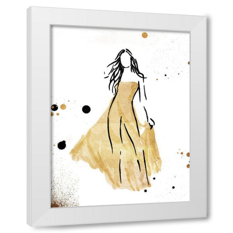 Form Dress Gold White Modern Wood Framed Art Print by OnRei