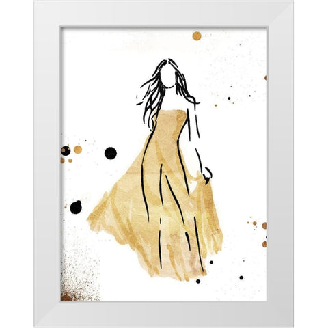 Form Dress Gold White Modern Wood Framed Art Print by OnRei