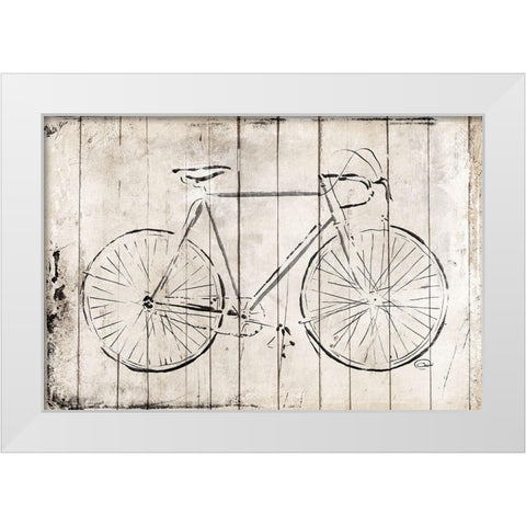 Grey Bike White Modern Wood Framed Art Print by OnRei