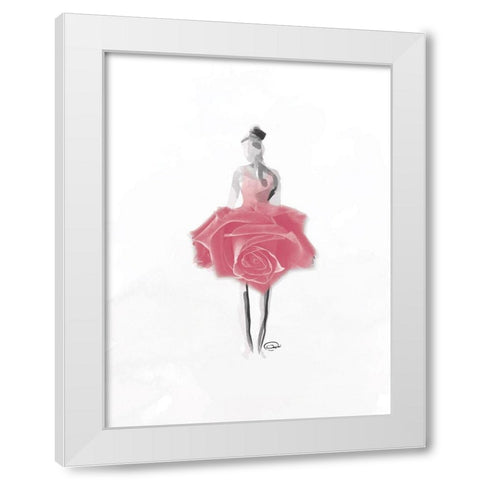 Rose Ballerina White Modern Wood Framed Art Print by OnRei