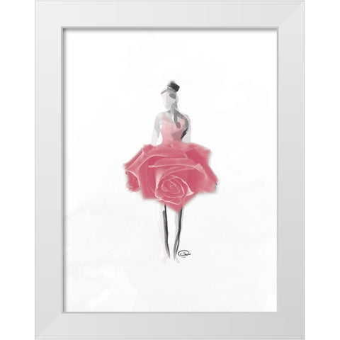 Rose Ballerina White Modern Wood Framed Art Print by OnRei