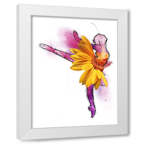 Sunny Ballerina White Modern Wood Framed Art Print by OnRei