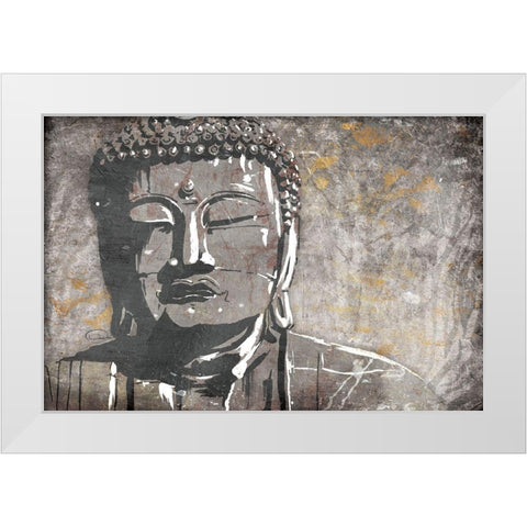 Nuetral Buddha White Modern Wood Framed Art Print by OnRei