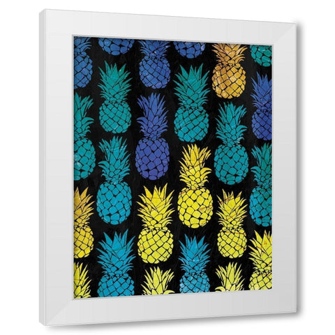 Multi Pineapples White Modern Wood Framed Art Print by OnRei