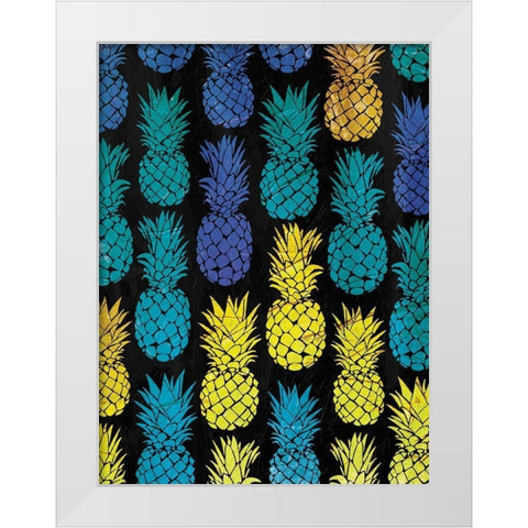 Multi Pineapples White Modern Wood Framed Art Print by OnRei