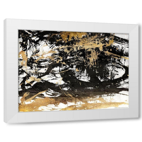 Golden Mess White Modern Wood Framed Art Print by OnRei