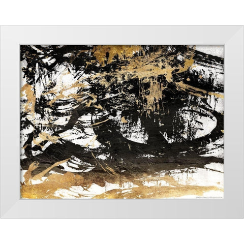 Golden Mess White Modern Wood Framed Art Print by OnRei