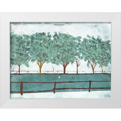 Trees And Fences White Modern Wood Framed Art Print by OnRei