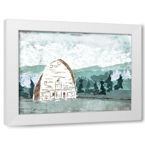 Barn In The Trees White Modern Wood Framed Art Print by OnRei