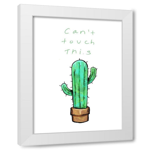 Cant Touch This Cactus White Modern Wood Framed Art Print by OnRei