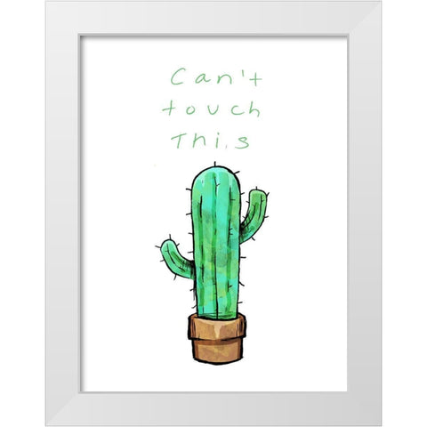 Cant Touch This Cactus White Modern Wood Framed Art Print by OnRei