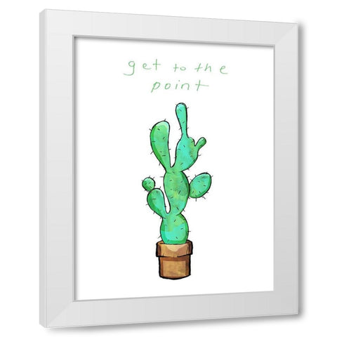 Get To The Point Cactus White Modern Wood Framed Art Print by OnRei