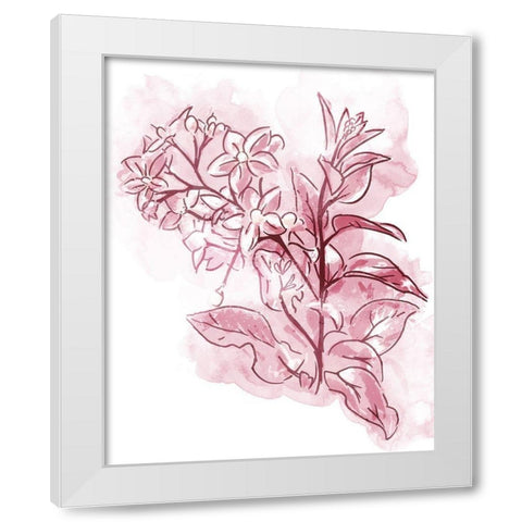 Water Inked Florals Blush White Modern Wood Framed Art Print by OnRei