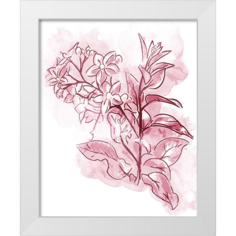 Water Inked Florals Blush White Modern Wood Framed Art Print by OnRei