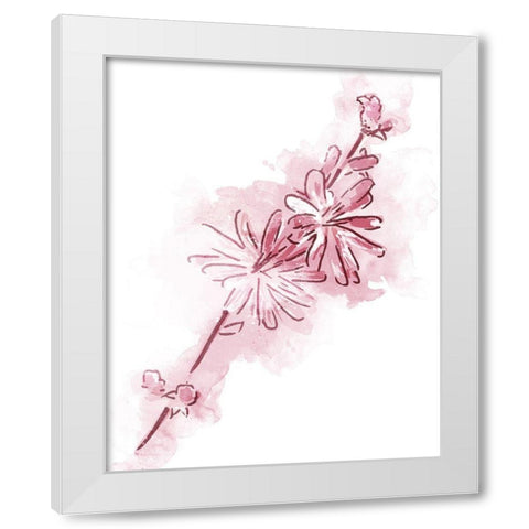 Water Inked Florals Mate Blush White Modern Wood Framed Art Print by OnRei