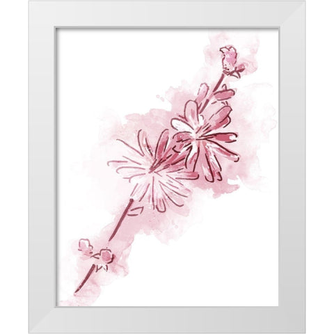 Water Inked Florals Mate Blush White Modern Wood Framed Art Print by OnRei