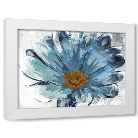 Sketched Blue Flower White Modern Wood Framed Art Print by OnRei