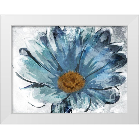 Sketched Blue Flower White Modern Wood Framed Art Print by OnRei