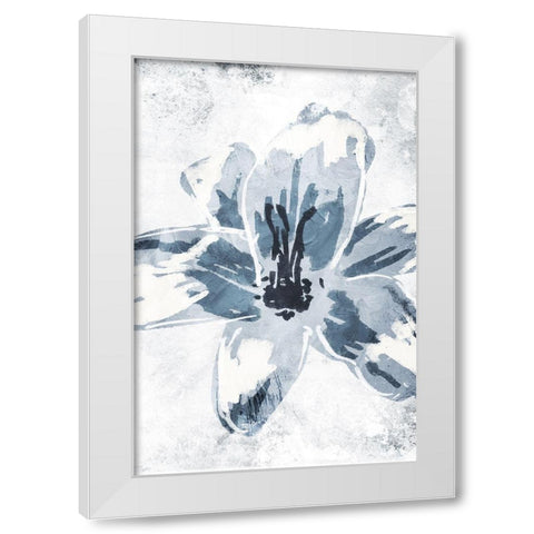 Sketched Cool Flower White Modern Wood Framed Art Print by OnRei