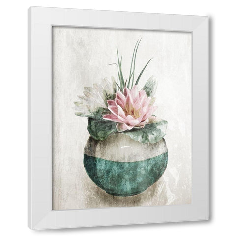 Water Lilly In Vase White Modern Wood Framed Art Print by OnRei