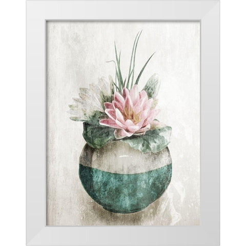 Water Lilly In Vase White Modern Wood Framed Art Print by OnRei