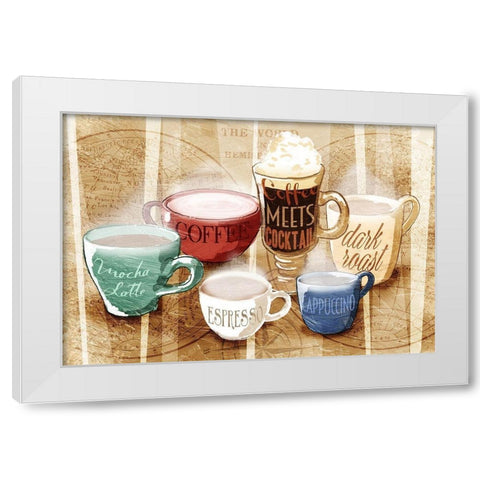 Coffee Gang White Modern Wood Framed Art Print by OnRei