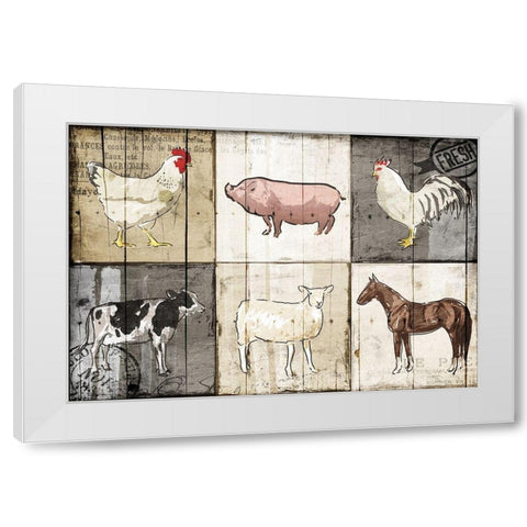 Farm Animals PM White Modern Wood Framed Art Print by OnRei