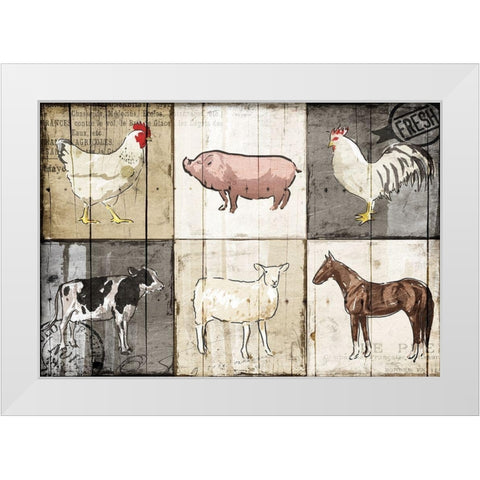 Farm Animals PM White Modern Wood Framed Art Print by OnRei