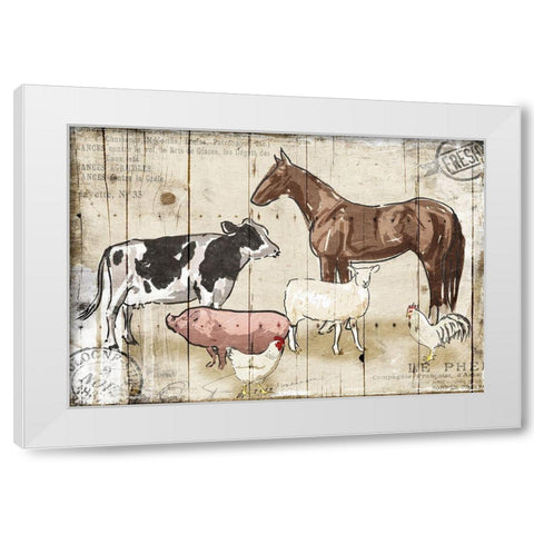 Farm Animal Crew White Modern Wood Framed Art Print by OnRei