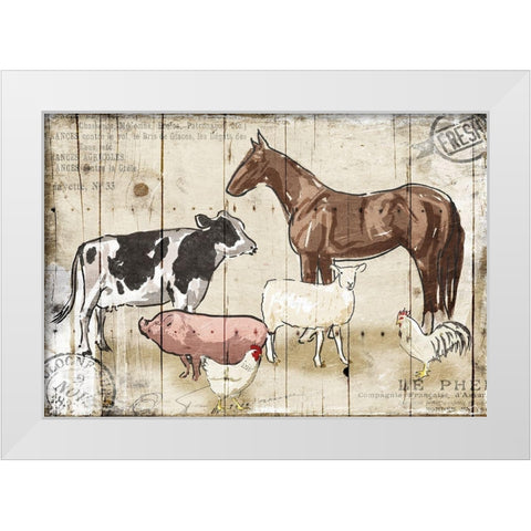 Farm Animal Crew White Modern Wood Framed Art Print by OnRei