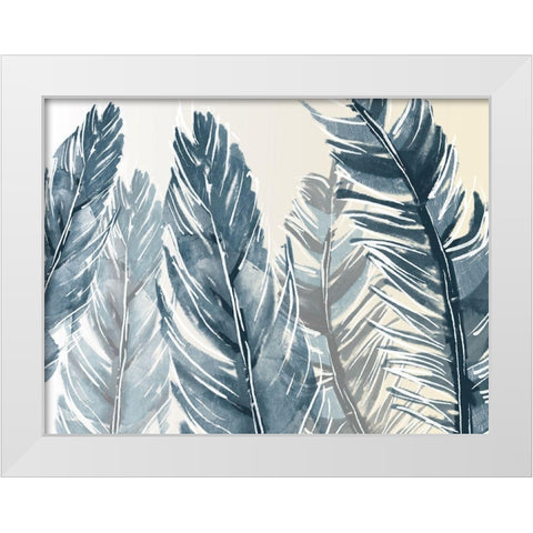 Group Of Feathers White Modern Wood Framed Art Print by OnRei