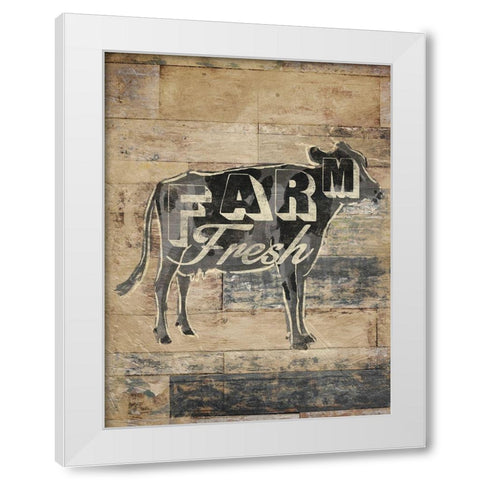 Farm Fresh Cow White Modern Wood Framed Art Print by OnRei