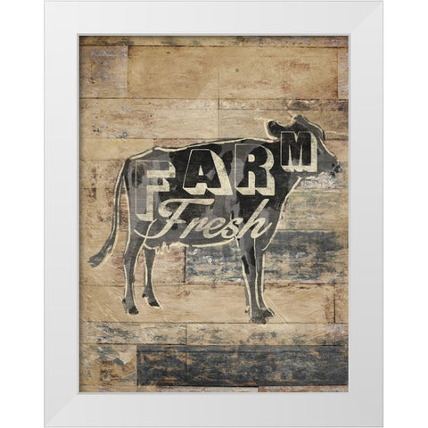 Farm Fresh Cow White Modern Wood Framed Art Print by OnRei