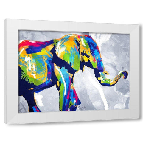 Colorphant White Modern Wood Framed Art Print by OnRei