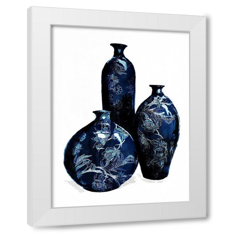 Blue China Vases White Modern Wood Framed Art Print by OnRei