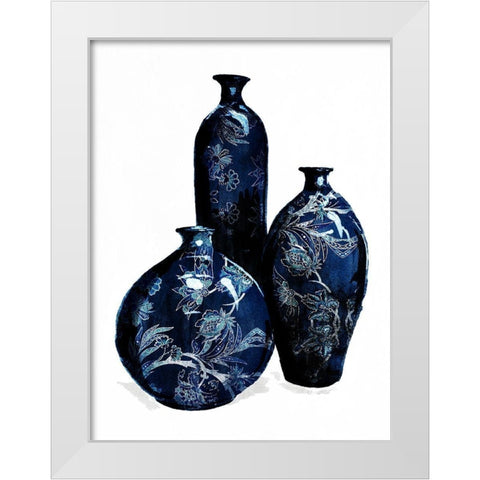 Blue China Vases White Modern Wood Framed Art Print by OnRei