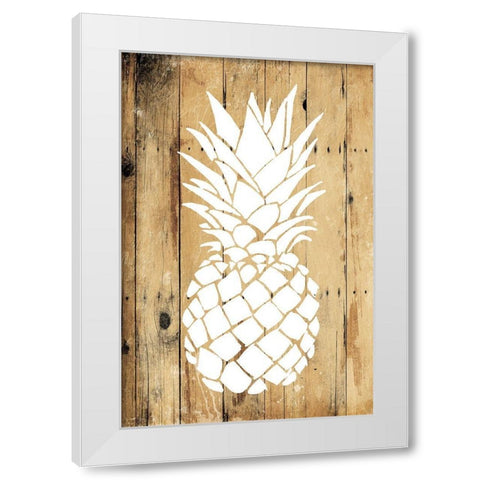 Wood Pineapple White Modern Wood Framed Art Print by OnRei