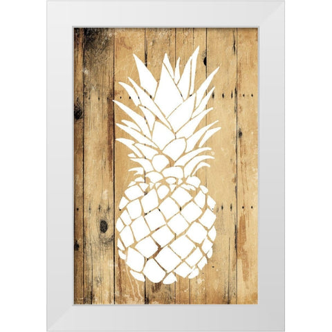 Wood Pineapple White Modern Wood Framed Art Print by OnRei