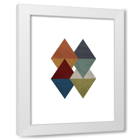 Triangle Overlay Fall White Modern Wood Framed Art Print by OnRei