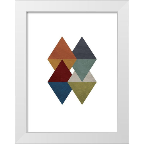 Triangle Overlay Fall White Modern Wood Framed Art Print by OnRei