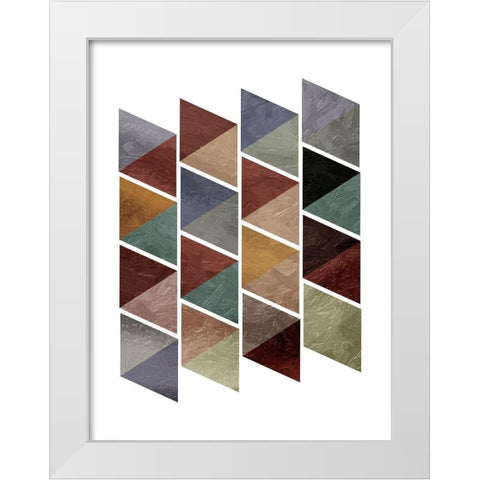 Fall Triangles White Modern Wood Framed Art Print by OnRei