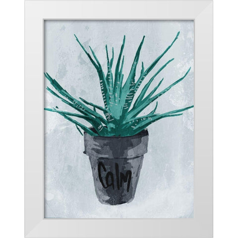 Calm Plant White Modern Wood Framed Art Print by OnRei