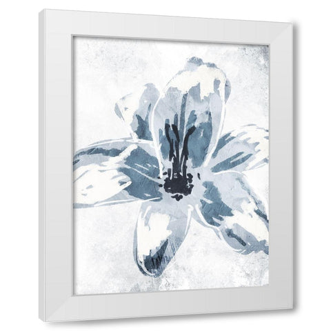 Sketched Cool Flower White Modern Wood Framed Art Print by OnRei