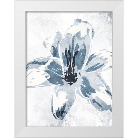 Sketched Cool Flower White Modern Wood Framed Art Print by OnRei