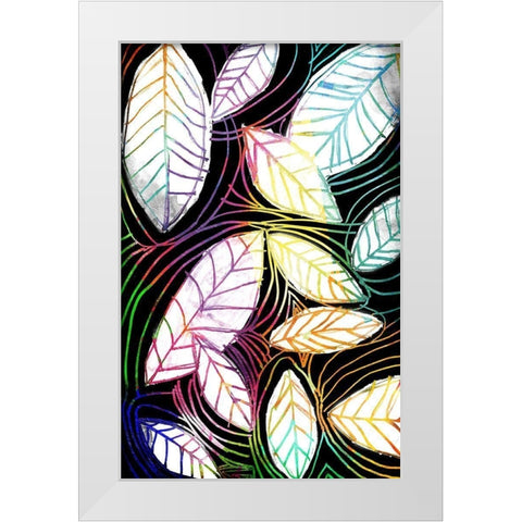 Bright Niara Leaves White Modern Wood Framed Art Print by OnRei